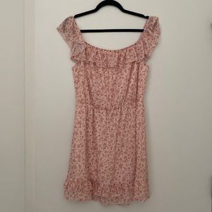 Off the shoulder floral peach dress